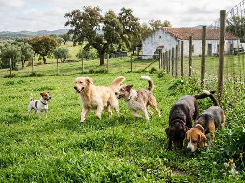 Cães a brincar num grupo supervisionado