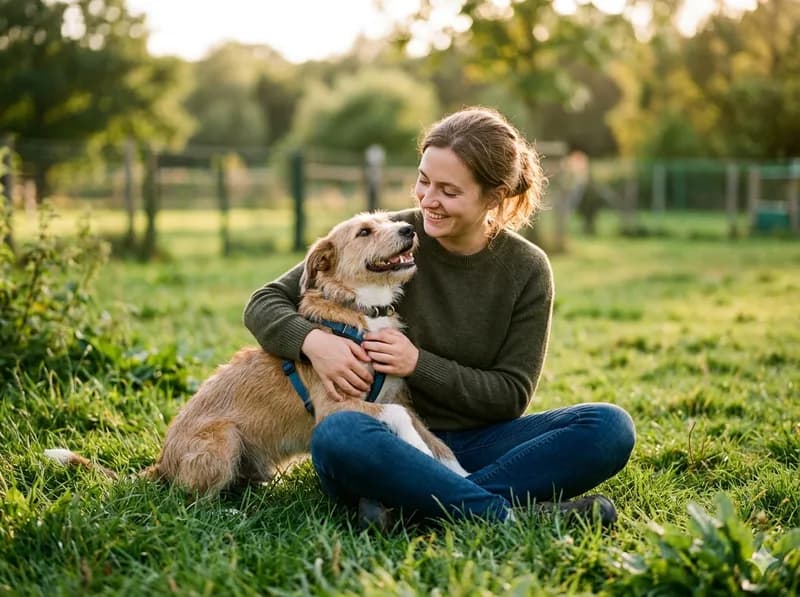 Dono e cão a criar laços durante o treino