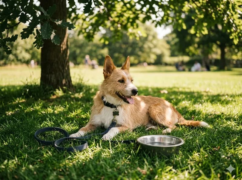 Cão a descansar após sessão de treino